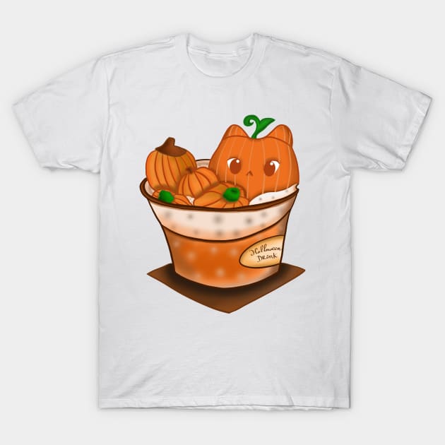 pumpkin drink T-Shirt by Eikia